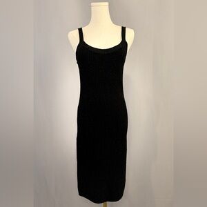 Elegant Black Ribbed Knit Dress